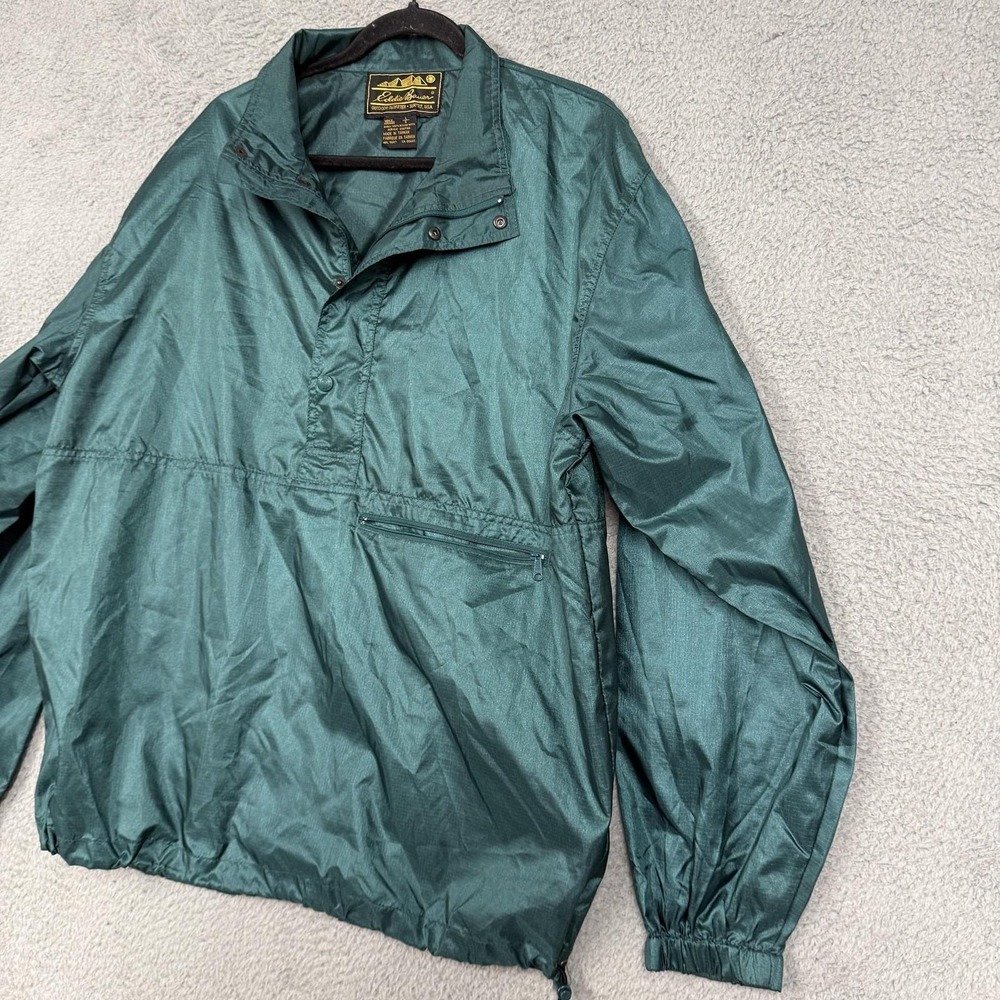 Vintage Eddie Bauer Jacket Mens Large Green Sac Shirt Nylon Windbreaker 80s 90s - Picture 3 of 14